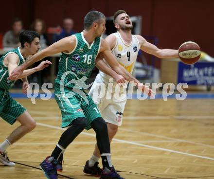 Basketball Zweite Liga 2019/2020. Grunddurchgang 8. Runde. Woerthersee Piraten gegen KOS Celovec. Ziga Erculj (Piraten),  Ales Primc (KOS Celovec). Klagenfurt, am 16.11.2019.
Foto: Kuess
www.qspictures.net

---
pressefotos, pressefotografie, kuess, qs, qspictures, sport, bild, bilder, bilddatenbank