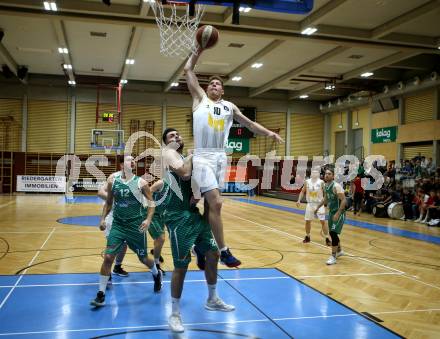 Basketball Zweite Liga 2019/2020. Grunddurchgang 8. Runde. Woerthersee Piraten gegen KOS Celovec. Tevz Ruzic (Piraten), Tiso Cvetkovic, Marin Sliskovic (KOS Celovec). Klagenfurt, am 16.11.2019.
Foto: Kuess
www.qspictures.net

---
pressefotos, pressefotografie, kuess, qs, qspictures, sport, bild, bilder, bilddatenbank