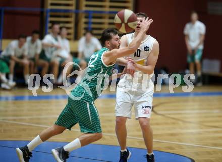 Basketball Zweite Liga 2019/2020. Grunddurchgang 8. Runde. Woerthersee Piraten gegen KOS Celovec. Tevz Ruzic (Piraten), Tiso Cvetkovic (KOS Celovec). Klagenfurt, am 16.11.2019.
Foto: Kuess
www.qspictures.net

---
pressefotos, pressefotografie, kuess, qs, qspictures, sport, bild, bilder, bilddatenbank