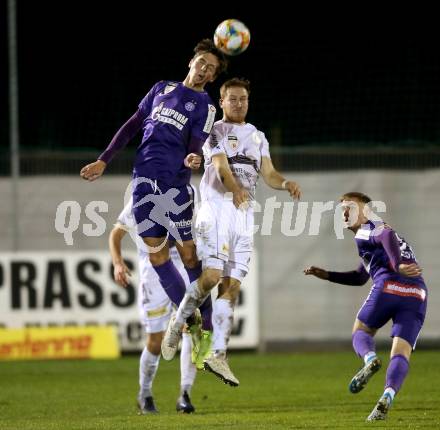 Fussball 2. Liga. SK Austria Klagenfurt gegen Young Violets Austria Wien. Markus Rusek,  (Austria Klagenfurt), Johannes Handl (Young Violets Austria Wien). Klagenfurt, am 22.11.2019.
Foto: Kuess
www.qspictures.net
---
pressefotos, pressefotografie, kuess, qs, qspictures, sport, bild, bilder, bilddatenbank