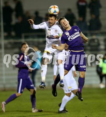 Fussball 2. Liga. SK Austria Klagenfurt gegen Young Violets Austria Wien. Philipp Huetter,  (Austria Klagenfurt), Lukas Prokop (Young Violets Austria Wien). Klagenfurt, am 22.11.2019.
Foto: Kuess
www.qspictures.net
---
pressefotos, pressefotografie, kuess, qs, qspictures, sport, bild, bilder, bilddatenbank