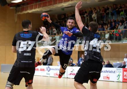 HLA. Handball Bundesliga. SC Kelag Ferlach gegen Sparkasse Schwaz Handball Tirol. Izudin Mujanovic (Ferlach), Balthasar Huber, Dario Lochner (Schwaz). Ferlach, am 23.11.2019.
Foto: Kuess
www.qspictures.net

---
pressefotos, pressefotografie, kuess, qs, qspictures, sport, bild, bilder, bilddatenbank