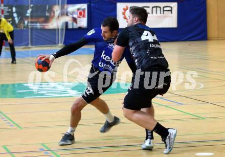 HLA. Handball Bundesliga. SC Kelag Ferlach gegen Sparkasse Schwaz Handball Tirol. Dean Pomorisac (Ferlach), Dario Lochner  (Schwaz). Ferlach, am 23.11.2019.
Foto: Kuess
www.qspictures.net

---
pressefotos, pressefotografie, kuess, qs, qspictures, sport, bild, bilder, bilddatenbank