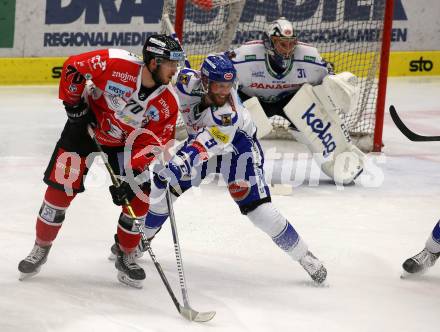 EBEL. Eishockey Bundesliga. EC VSV gegen HC Znojmo. Kevin Schmidt, Brandon Maxwell, (VSV),  Parker Bowles  (Znojmo). Villach, am 29.11.2019.
Foto: Kuess
www.qspictures.net
---
pressefotos, pressefotografie, kuess, qs, qspictures, sport, bild, bilder, bilddatenbank