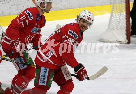 EBEL. Eishockey Bundesliga. KAC gegen	Dornbirn Bulldogs. Torjubel Daniel Obersteiner (KAC). Klagenfurt, am 1.12.2019.
Foto: Kuess
www.qspictures.net

---
pressefotos, pressefotografie, kuess, qs, qspictures, sport, bild, bilder, bilddatenbank