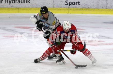 EBEL. Eishockey Bundesliga. KAC gegen	Dornbirn Bulldogs. Michael Kernberger,  (KAC), Tomi Matti Juhani Koerkkoe (Dornbirn). Klagenfurt, am 1.12.2019.
Foto: Kuess
www.qspictures.net

---
pressefotos, pressefotografie, kuess, qs, qspictures, sport, bild, bilder, bilddatenbank