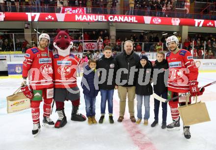 EBEL. Eishockey Bundesliga. KAC gegen	Dornbirn Bulldogs. Thomas HUndertpfund, Spieler des Abends Manuel Ganahl (KAC). Klagenfurt, am 1.12.2019.
Foto: Kuess
www.qspictures.net

---
pressefotos, pressefotografie, kuess, qs, qspictures, sport, bild, bilder, bilddatenbank