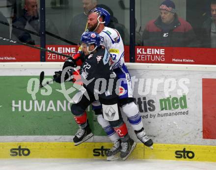 EBEL. Eishockey Bundesliga. EC VSV gegen HC TWK Innsbruck.  Markus Schlacher, (VSV), Daniel Wachter  (Innsbruck). Villach, am 3.12.2019.
Foto: Kuess
www.qspictures.net
---
pressefotos, pressefotografie, kuess, qs, qspictures, sport, bild, bilder, bilddatenbank