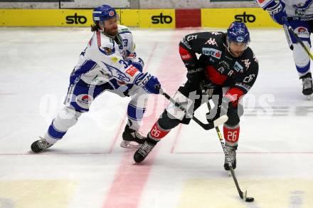 EBEL. Eishockey Bundesliga. EC VSV gegen HC TWK Innsbruck. Martin Ulmer  (VSV), Broda Joel (Innsbruck). Villach, am 3.12.2019.
Foto: Kuess
www.qspictures.net
---
pressefotos, pressefotografie, kuess, qs, qspictures, sport, bild, bilder, bilddatenbank