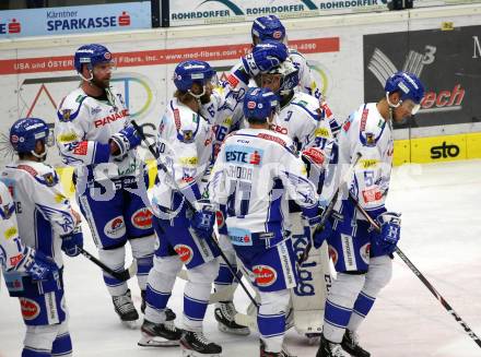 EBEL. Eishockey Bundesliga. EC VSV gegen HC TWK Innsbruck. Jubel VSV. Villach, am 3.12.2019.
Foto: Kuess
www.qspictures.net
---
pressefotos, pressefotografie, kuess, qs, qspictures, sport, bild, bilder, bilddatenbank