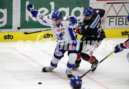 EBEL. Eishockey Bundesliga. EC VSV gegen HC TWK Innsbruck.  Anton Karlsson,  (VSV), Joel Broda (Innsbruck). Villach, am 3.12.2019.
Foto: Kuess
www.qspictures.net
---
pressefotos, pressefotografie, kuess, qs, qspictures, sport, bild, bilder, bilddatenbank