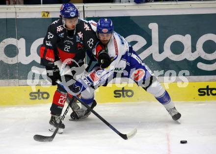 EBEL. Eishockey Bundesliga. EC VSV gegen HC TWK Innsbruck.  Bernd Wolf, (VSV), Kuprian Michael (Innsbruck). Villach, am 3.12.2019.
Foto: Kuess
www.qspictures.net
---
pressefotos, pressefotografie, kuess, qs, qspictures, sport, bild, bilder, bilddatenbank