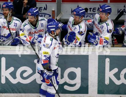EBEL. Eishockey Bundesliga. EC VSV gegen HC TWK Innsbruck.  Torjubel Jerry Pollastrone (VSV). Villach, am 3.12.2019.
Foto: Kuess
www.qspictures.net
---
pressefotos, pressefotografie, kuess, qs, qspictures, sport, bild, bilder, bilddatenbank
