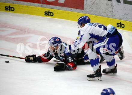 EBEL. Eishockey Bundesliga. EC VSV gegen HC TWK Innsbruck.  Marko Poeyhoenen (VSV), Lattner Jan (Innsbruck). Villach, am 3.12.2019.
Foto: Kuess
www.qspictures.net
---
pressefotos, pressefotografie, kuess, qs, qspictures, sport, bild, bilder, bilddatenbank