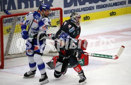 EBEL. Eishockey Bundesliga. EC VSV gegen HC TWK Innsbruck.  Patrick Spannring,  (VSV), Tyler Cuma, Scott James Darling (Innsbruck). Villach, am 3.12.2019.
Foto: Kuess
www.qspictures.net
---
pressefotos, pressefotografie, kuess, qs, qspictures, sport, bild, bilder, bilddatenbank