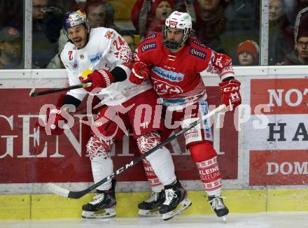 EBEL. Eishockey Bundesliga. KAC gegen	EC Red Bull Salzburg. Martin Schumnig, (KAC), Chad Kolarik  (Salzburg). Klagenfurt, am 6.12.2019.
Foto: Kuess
www.qspictures.net

---
pressefotos, pressefotografie, kuess, qs, qspictures, sport, bild, bilder, bilddatenbank