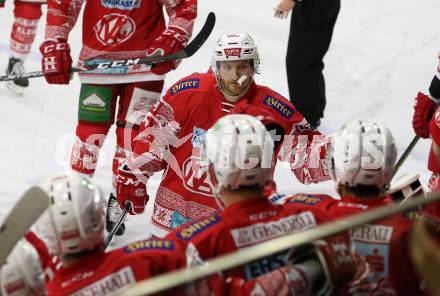 EBEL. Eishockey Bundesliga. KAC gegen	EC Red Bull Salzburg.  Torjubel Johannes Bischofberger (KAC). Klagenfurt, am 6.12.2019.
Foto: Kuess
www.qspictures.net

---
pressefotos, pressefotografie, kuess, qs, qspictures, sport, bild, bilder, bilddatenbank