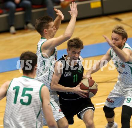 Basketball Zweite Liga 2019/2020. Grunddurchgang 13. Runde. KOS Celovec gegen  Deutsch Wagram Alligators. Andi Smrtnik (KOS Celovec), Simon Marek (Deutsch Wagram). Klagenfurt, am 7.12.2019.
Foto: Kuess
www.qspictures.net

---
pressefotos, pressefotografie, kuess, qs, qspictures, sport, bild, bilder, bilddatenbank