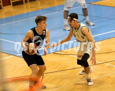 Basketball Zweite Liga 2019/2020. Grunddurchgang 13. Runde. KOS Celovec gegen  Deutsch Wagram Alligators. Volkan Oezdemir (KOS Celovec), Simon Marek (Deutsch Wagram). Klagenfurt, am 7.12.2019.
Foto: Kuess
www.qspictures.net

---
pressefotos, pressefotografie, kuess, qs, qspictures, sport, bild, bilder, bilddatenbank
