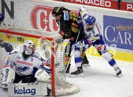 EBEL. Eishockey Bundesliga. EC VSV gegen spusu Vienna Capitals.  Kevin Schmidt, Brandon Maxwell,  (VSV), Sondre Olden (Vienna Capitals). Villach, am 8.12.2019.
Foto: Kuess
www.qspictures.net
---
pressefotos, pressefotografie, kuess, qs, qspictures, sport, bild, bilder, bilddatenbank