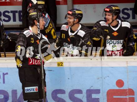 EBEL. Eishockey Bundesliga. EC VSV gegen spusu Vienna Capitals.  Torjubel Sondre Olden (Vienna Capitals). Villach, am 8.12.2019.
Foto: Kuess
www.qspictures.net
---
pressefotos, pressefotografie, kuess, qs, qspictures, sport, bild, bilder, bilddatenbank