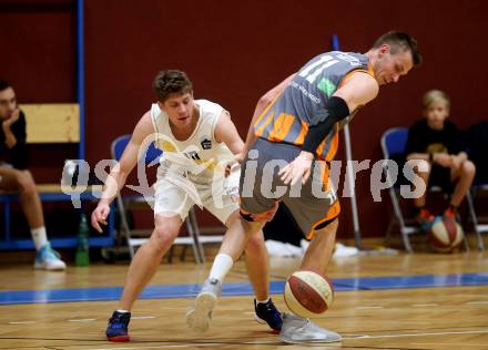 Basketball OEBV Cup. Austria Cup. Woerthersee Piraten gegen Klosterneuburg Dukes. Tevz Ruzic (Piraten), Maximilian Hopfgartner (Klosterneuburg). Klagenfurt, am 11.12.2019.
Foto: Kuess
www.qspictures.net

---
pressefotos, pressefotografie, kuess, qs, qspictures, sport, bild, bilder, bilddatenbank