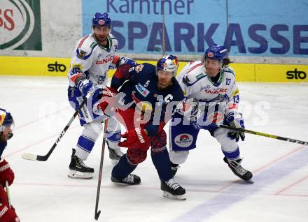 EBEL. Eishockey Bundesliga. EC VSV gegen EC Red Bull Salzburg. Pollastrone Jerry, Collins Chris  (VSV),  Raffl Thomas (Salzburg). Villach, am 13.12.2019.
Foto: Kuess
www.qspictures.net
---
pressefotos, pressefotografie, kuess, qs, qspictures, sport, bild, bilder, bilddatenbank