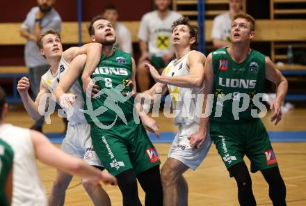 Basketball Zweite Liga 2019/2020. Grunddurchgang 14. Runde. Woerthersee Piraten gegen Dornbirn Lions.  Lukas Simoner, Simon Finzgar (Piraten),  Ivica Dodig, Javier Medori (Dornbirn). Klagenfurt, am 14.12.2019.
Foto: Kuess
www.qspictures.net

---
pressefotos, pressefotografie, kuess, qs, qspictures, sport, bild, bilder, bilddatenbank