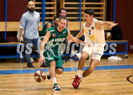 Basketball Zweite Liga 2019/2020. Grunddurchgang 14. Runde. Woerthersee Piraten gegen Dornbirn Lions. Jan Michal,  (Piraten), Sebastian Gmeiner (Dornbirn). Klagenfurt, am 14.12.2019.
Foto: Kuess
www.qspictures.net

---
pressefotos, pressefotografie, kuess, qs, qspictures, sport, bild, bilder, bilddatenbank