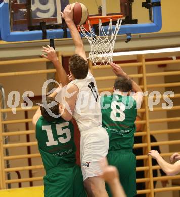Basketball Zweite Liga 2019/2020. Grunddurchgang 14. Runde. Woerthersee Piraten gegen Dornbirn Lions. Tevz Ruzic, (Piraten), Adrian Sanchez Rodriguez, Ivica Dodig  (Dornbirn). Klagenfurt, am 14.12.2019.
Foto: Kuess
www.qspictures.net

---
pressefotos, pressefotografie, kuess, qs, qspictures, sport, bild, bilder, bilddatenbank