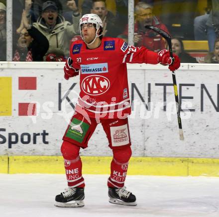EBEL. Eishockey Bundesliga. KAC gegen	EHC Liwest Black Wings Linz. Torjubel Thomas HUndertpfund (KAC). Klagenfurt, am 15.12.2019.
Foto: Kuess
www.qspictures.net

---
pressefotos, pressefotografie, kuess, qs, qspictures, sport, bild, bilder, bilddatenbank