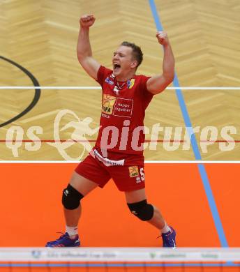 Volleyball CEV Cup. SK Zadruga Aich/Dob gegen VK Ostrava (CZE).   Jubel Manuel Steiner (Aich/Dob). Bleiburg, am 18.12.2019.
Foto: Kuess
---
pressefotos, pressefotografie, kuess, qs, qspictures, sport, bild, bilder, bilddatenbank