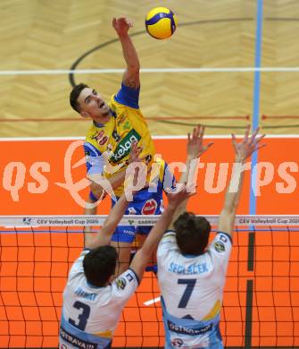 Volleyball CEV Cup. SK Zadruga Aich/Dob gegen VK Ostrava (CZE).   Peter Mlynarcik (Aich/Dob). Bleiburg, am 18.12.2019.
Foto: Kuess
---
pressefotos, pressefotografie, kuess, qs, qspictures, sport, bild, bilder, bilddatenbank