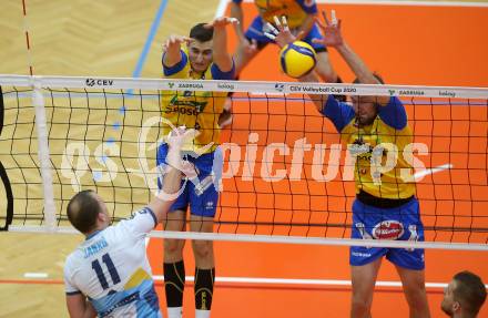 Volleyball CEV Cup. SK Zadruga Aich/Dob gegen VK Ostrava (CZE).   Filip Palgut, Michal Hruska (Aich/Dob). Bleiburg, am 18.12.2019.
Foto: Kuess
---
pressefotos, pressefotografie, kuess, qs, qspictures, sport, bild, bilder, bilddatenbank