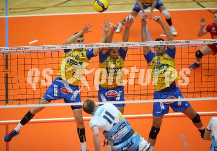 Volleyball CEV Cup. SK Zadruga Aich/Dob gegen VK Ostrava (CZE).   Filip Palgut, Victor Hugo Alcantara, Ivan Kolev (Aich/Dob). Bleiburg, am 18.12.2019.
Foto: Kuess
---
pressefotos, pressefotografie, kuess, qs, qspictures, sport, bild, bilder, bilddatenbank