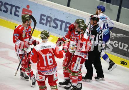 EBEL. Eishockey Bundesliga. EC VSV gegen HCB Suedtirol Alperia.  Torjubel Angelo Miceli, Luca Frigo, Luka Vidmar, Daniel Glira  (Bozen). Villach, am 20.12.2019.
Foto: Kuess
www.qspictures.net
---
pressefotos, pressefotografie, kuess, qs, qspictures, sport, bild, bilder, bilddatenbank