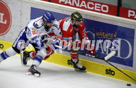 EBEL. Eishockey Bundesliga. EC VSV gegen HCB Suedtirol Alperia. Markus Schlacher,  (VSV), Angelo Miceli  (Bozen). Villach, am 20.12.2019.
Foto: Kuess
www.qspictures.net
---
pressefotos, pressefotografie, kuess, qs, qspictures, sport, bild, bilder, bilddatenbank
