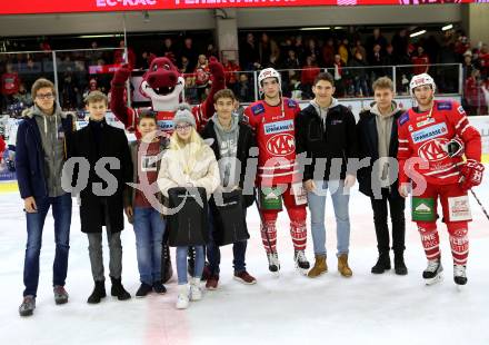 EBEL. Eishockey Bundesliga. KAC gegen	Hydro Fehervar AV 19. Haudum Lukas, Bischofberger Johannes (KAC). Klagenfurt, am 15.12.2019.
Foto: Kuess
www.qspictures.net

---
pressefotos, pressefotografie, kuess, qs, qspictures, sport, bild, bilder, bilddatenbank