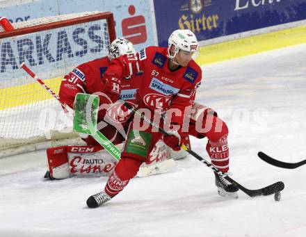 EBEL. Eishockey Bundesliga. KAC gegen	Hydro Fehervar AV 19. Madlener David, Hansson Petter (KAC). Klagenfurt, am 15.12.2019.
Foto: Kuess
www.qspictures.net

---
pressefotos, pressefotografie, kuess, qs, qspictures, sport, bild, bilder, bilddatenbank