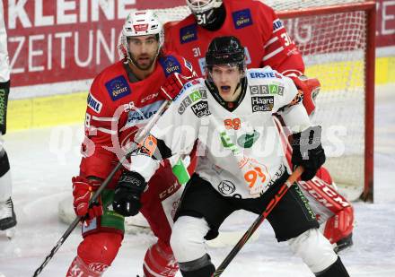 EBEL. Eishockey Bundesliga. KAC gegen	Moser Medical Graz99ers. Martin Schumnig,  (KAC), Clemens Krainz (Graz). Klagenfurt, am 28.12.2019.
Foto: Kuess
www.qspictures.net

---
pressefotos, pressefotografie, kuess, qs, qspictures, sport, bild, bilder, bilddatenbank