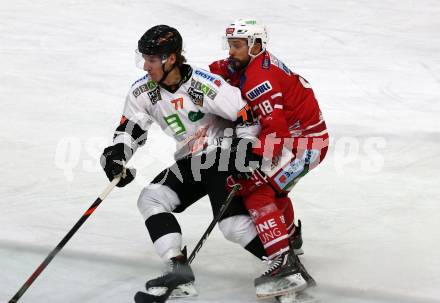 EBEL. Eishockey Bundesliga. KAC gegen	Moser Medical Graz99ers.  Thomas Koch,  (KAC), Philipp Lindner (Graz). Klagenfurt, am 28.12.2019.
Foto: Kuess
www.qspictures.net

---
pressefotos, pressefotografie, kuess, qs, qspictures, sport, bild, bilder, bilddatenbank