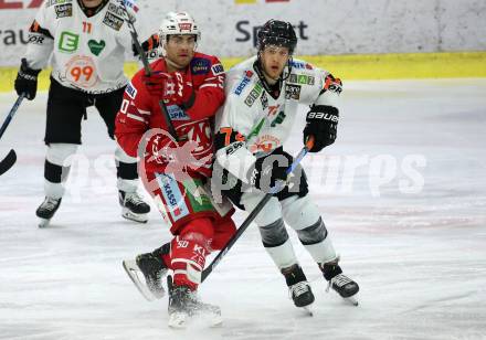EBEL. Eishockey Bundesliga. KAC gegen	Moser Medical Graz99ers. Matthew Neal,  (KAC), Kevin Moderer (Graz). Klagenfurt, am 28.12.2019.
Foto: Kuess
www.qspictures.net

---
pressefotos, pressefotografie, kuess, qs, qspictures, sport, bild, bilder, bilddatenbank