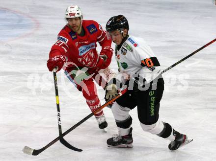 EBEL. Eishockey Bundesliga. KAC gegen	Moser Medical Graz99ers. Thomas Hundertpfund,  (KAC), Zintis Nauris Zusevics (Graz). Klagenfurt, am 28.12.2019.
Foto: Kuess
www.qspictures.net

---
pressefotos, pressefotografie, kuess, qs, qspictures, sport, bild, bilder, bilddatenbank