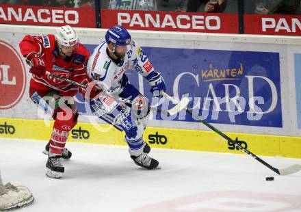EBEL. Eishockey Bundesliga. VSV gegen KAC. Markus Schlacher,  (VSV),  Manuel Ganahl  (KAC). Villach, am 30.12.2019.
Foto: Kuess
www.qspictures.net
---
pressefotos, pressefotografie, kuess, qs, qspictures, sport, bild, bilder, bilddatenbank