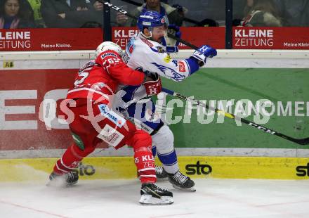 EBEL. Eishockey Bundesliga. VSV gegen KAC. Patrick Spannring,   (VSV),  Michael Kernberger (KAC). Villach, am 30.12.2019.
Foto: Kuess
www.qspictures.net
---
pressefotos, pressefotografie, kuess, qs, qspictures, sport, bild, bilder, bilddatenbank