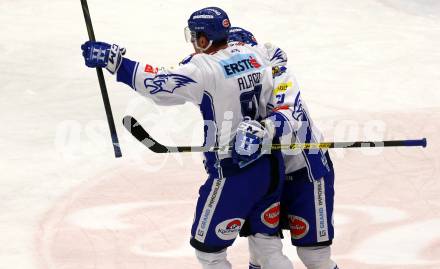 EBEL. Eishockey Bundesliga. VSV gegen Moser Medical Graz99ers. Torjubel Adis Alagic, Brodie Reid  (VSV). Villach, am 3.1.2020.
Foto: Kuess
www.qspictures.net
---
pressefotos, pressefotografie, kuess, qs, qspictures, sport, bild, bilder, bilddatenbank