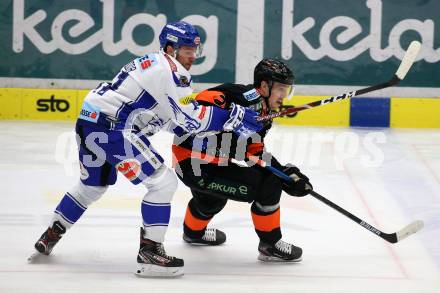 EBEL. Eishockey Bundesliga. VSV gegen Moser Medical Graz99ers.  Alexander Lahoda,  (VSV), Joakim Hillding (Graz). Villach, am 3.1.2020.
Foto: Kuess
www.qspictures.net
---
pressefotos, pressefotografie, kuess, qs, qspictures, sport, bild, bilder, bilddatenbank