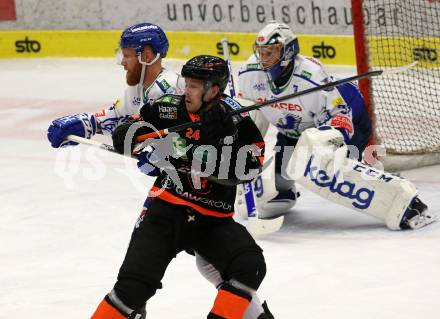 EBEL. Eishockey Bundesliga. VSV gegen Moser Medical Graz99ers.  Jamie Fraser, (VSV),  Joakim Hillding (Graz). Villach, am 3.1.2020.
Foto: Kuess
www.qspictures.net
---
pressefotos, pressefotografie, kuess, qs, qspictures, sport, bild, bilder, bilddatenbank
