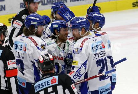 EBEL. Eishockey Bundesliga. VSV gegen Moser Medical Graz99ers. Torjubel Martin Ulmer, Patrick Bjorkstrand, Chris Collins, Marko Poeyhoenen, Mark Anthony Cundari  (VSV). Villach, am 3.1.2020.
Foto: Kuess
www.qspictures.net
---
pressefotos, pressefotografie, kuess, qs, qspictures, sport, bild, bilder, bilddatenbank
