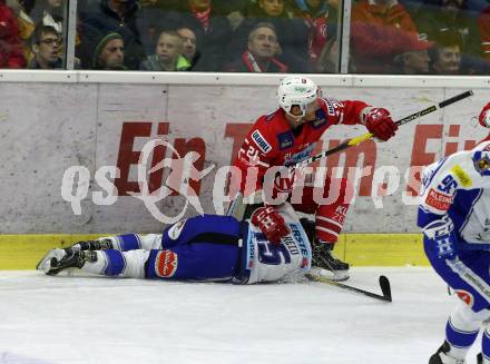 EBEL. Eishockey Bundesliga. KAC gegen	VSV. Geier Manuel (KAC), Reid Brodie (VSV). Klagenfurt, am 5.1.2020.
Foto: Kuess
www.qspictures.net

---
pressefotos, pressefotografie, kuess, qs, qspictures, sport, bild, bilder, bilddatenbank
